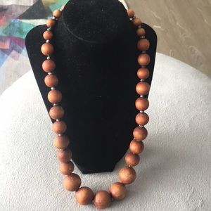 EUC 24” rustic wood beaded necklace